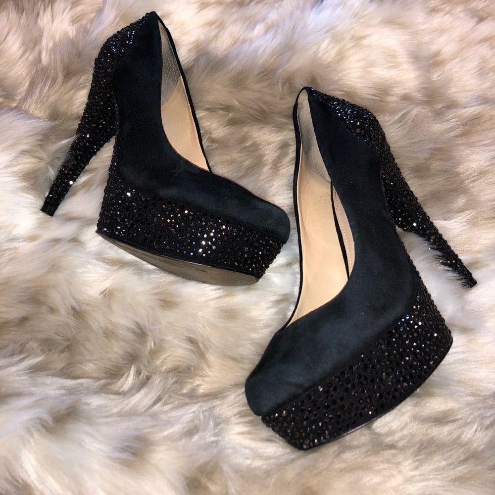 Enzo Angiolini black suede heels size 7 1/2
